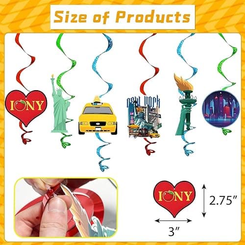 36PCS New York City Party Decorations with 2PCS American Nyc Banner 12PCS Cityscape Broadway Hanging Swirl Decorations 4PCS Honeycomb Centerpieces 24PCS New York Cupcake Toppers thumbnail 4
