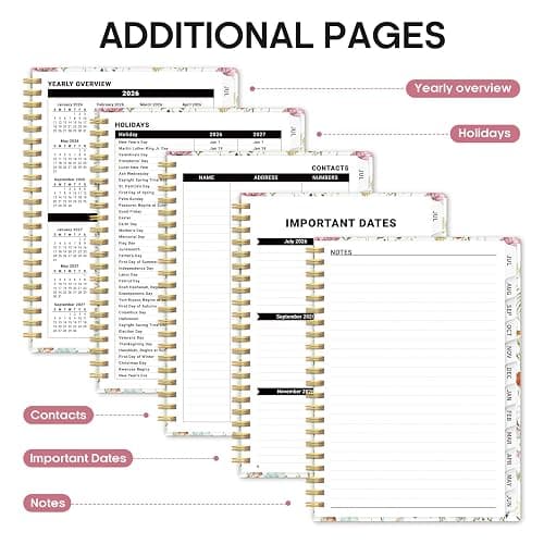 Taja Planner 2026-2027, Jul 2026-Jun 2027 Monthly & Weekly Calendar Planner | 8.5" x 11", Hardcover Academic Calendar, Teacher Student Agenda Book with Tabs, School Office Supplies, Wildflowers thumbnail 5