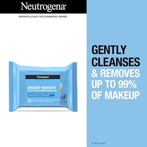 Neutrogena Makeup Remover Wipes, Daily Facial Cleanser Towelettes, Gently Cleanse and Remove Oil & Makeup, Alcohol-Free Makeup Wipes, 2 x 25 ct thumbnail 3