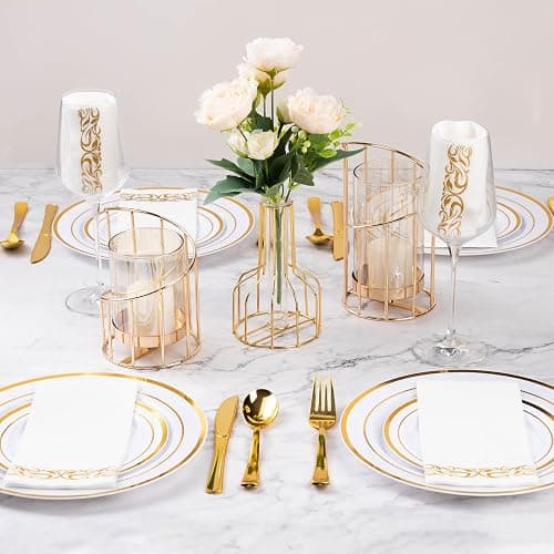 Goodluck 200-Pack Linen-Feel Disposable Guest Towels – Soft and Absorbent Paper Hand Towels for Bathroom or Kitchen – Elegant White Napkins with Gold Design for Parties, Weddings, Dinners Events thumbnail 5