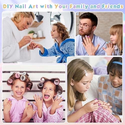 168Pcs Kids Press on Nails Set for Little Girls, Shynek Mini Fake Nails for Kids Pre Glue Stickers Nails Full Cover Small Nail Tips for Girls Gifts 8-10 (Extra Small Nail Size) thumbnail 7