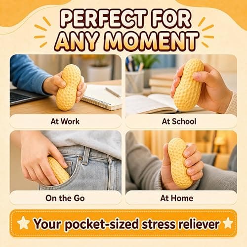 Crunchy Peanut Squishies ASMR Toy, Bead Filled Realistic Bar Stress Ball | Soft Sensory Play Moldable Squishies body is easy to press, stretch, and reshape for relaxing hands-on play thumbnail 3