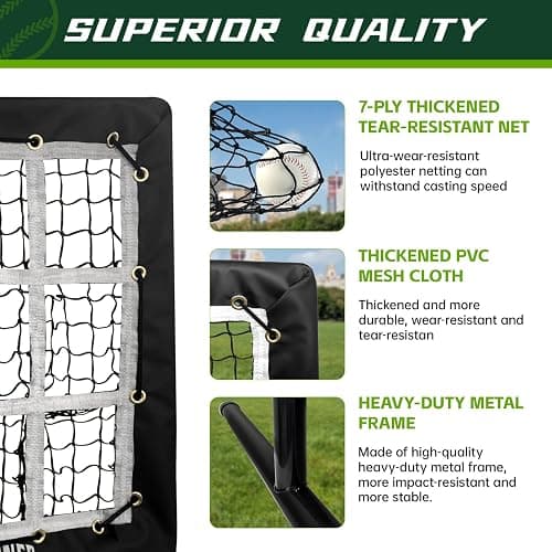 9 Hole Pitching Net, Heavy-Duty Baseball Net with Strike Zone for Pitching and Hitting, Height Adjustable Training Equipment with 9 Pocket Pitching Target for Baseball & Softball Practice thumbnail 2