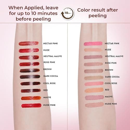 QCMME Lip Liner Stain Peel Off with Tweezer, Long Lasting Matte Lip Tattoo, Highly Pigmented Color Lip Tint Makeup, Waterproof, Transfer-proof Lipstain for Women, for All Skin Types Rose Pink thumbnail 5