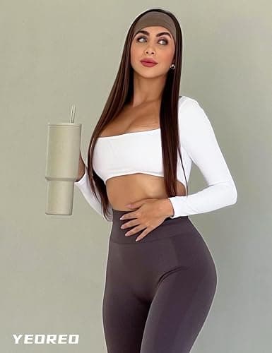 YEOREO Kyla Women Crop Top Long Sleeve Padded Sports Low Medium Impact Yoga Shirt Workout thumbnail 2