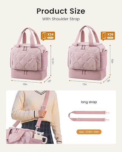 LOVEVOOK Insulated Lunch Bags for Women, Double Deck Pink Lunch Box | Quilted Puffer Lunch Bag Women, Fit and Fresh, Wide Opening Loncheras Para Mujer, Large Lunch Cooler For Work Travel Teacher thumbnail 3