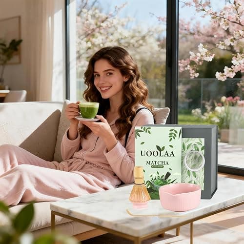 Pink Traditional Matcha Whisk Set, 5 Pcs Japanese Matcha Kit with Chawan Ceramic Bowl with Spout, Chasen Bamboo Whisk and Holder, Scoop, Sifter - Matcha Set Kit Gift for Ceremony Matcha Lattes Lover thumbnail 2
