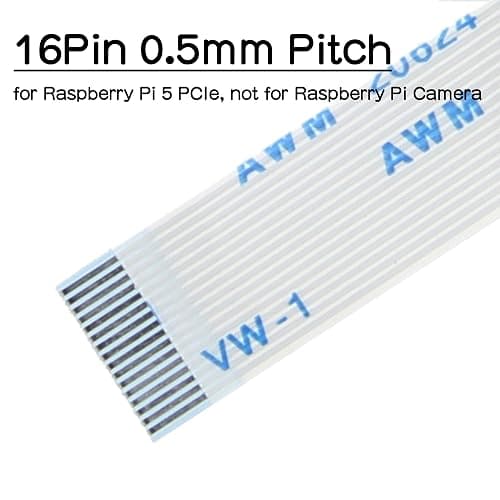 Geekworm 16Pin 0.5mm Pitch PCIe FFC Ribbon Cable Set 30mm/50mm/80mm for Raspberry Pi 5 & PCIe to NVMe SSD Adapter thumbnail 2