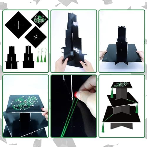 KALEFO Graduation Decorations 2026 Graduation Cap Cupcake Stand with Tassel Graduate Party Favors Table Decor Grad Party Supplies (Green) thumbnail 5