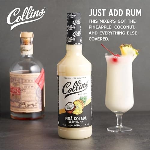 Collins Pina Colada Mix | Made With Real Pineapple Juice, Coconut and Other Natural Flavors | Tropical Cocktail Mixer, Home Bar accessories Cocktail Mixers, 32 fl oz thumbnail 3