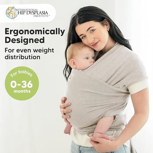 KeaBabies Baby Wrap Carrier - All in 1 Original Baby Carrier Newborn to Toddler Sling, Easy to Wear, Hands Free Bonding, Lightweight, Breathable Infant Wraps (Stone Gray) thumbnail 2