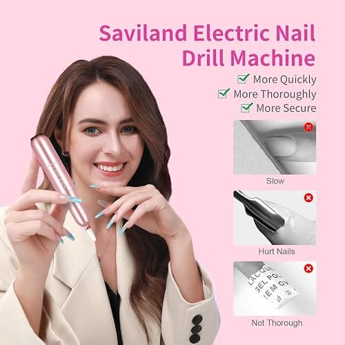 SAVILAND Electric Nail Drill: 2025 Electric Nail File Rose Efile Nail Drill Professional Manicure with 6PCS Nail Drill Bits Portable Nail File & Salon Use Manicure Pedicure at Home thumbnail 2