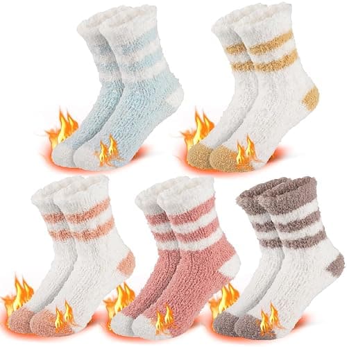 Comfoex Kids Fuzzy Socks Girls Slipper Soft Fluffy Cozy Cabin Warm Winter Home Socks 5 Pairs for Age 4-14 thumbnail 7