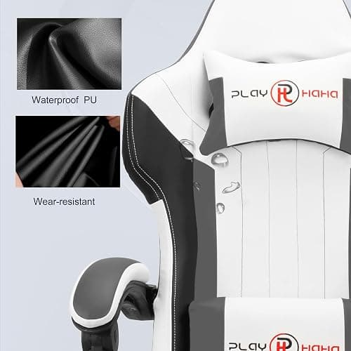 T-THREE.Ergonomic Leather Gaming Chair Height Adjustable with Headrest and Lumbar Support(Grey) thumbnail 7