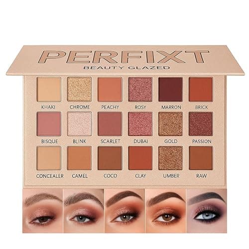 18 Color Natural Eyeshadow Palette – Soft Matte Shimmer & Glitter Finish with Built-In Concealer Shade – Ultra-pigmented Blendable Mauve Brown Nude Eyeshadow Palette, Cream Eyeshadow for Older Women - Image 1