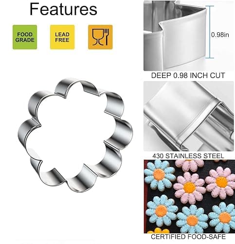 Q-BAKER Spring Summer Flowers Cookie Cutters - Rose, Sunflower, Tulip, Daisy Flower, Butterfly, Stainless Steel Holiday Cookie Cutter Shapes for Baking Gift thumbnail 3
