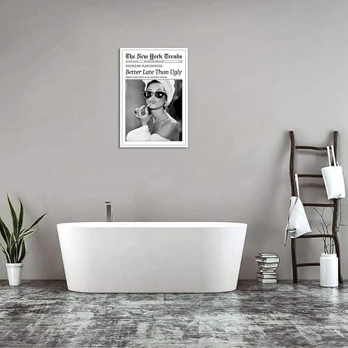 Beshdomp Vintage Better Late Than Ugly Newspaper Posters Black And White Canvas Wall Art Magazine Headline Preppy Prints Painting For Bathroom Home Bedroom Dorm Wall Decor 8x10in Unframed thumbnail 5