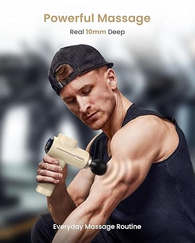 RENPHO Massage Gun Deep Tissue, Christmas Birthday Gifts for Women Men, Portable Percussion Massager for Back and Neck, Handheld Device with Carry Case, Active Tan thumbnail 3