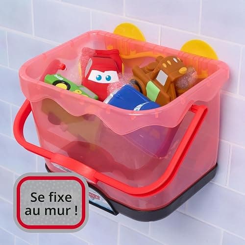 Disney et Pixar Cars – Panier de Bain avec 5 Figurines de Bain (Lightning McQueen, Mater, Doc Hudson, Sally et Chick Hicks) – pour Tout-Petits et Enfants dès 3 Ans | Lightning McQueen, Mater, Doc Hudson, Sally, Chick Hicks, rangement de bain à ventouse, résistant à la moisissure thumbnail 3