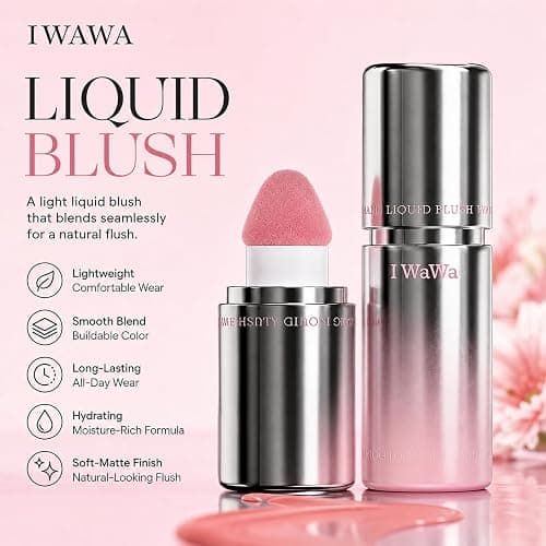 IWAWA Liquid Blush, IWAWA Puffy Liquid Blush – Jelly Texture Cream Blush with Sponge Tip, Matte Nude Buildable Blusher, Lightweight & Silky Feel, Natural Radiant Finish (03 Pink cherry blossoms) thumbnail 2