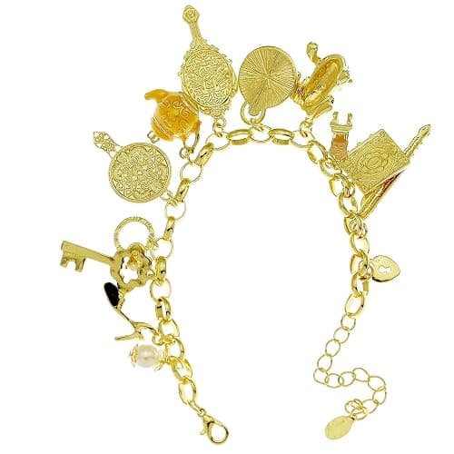 Fairytale Lucky Charms Link Chain Cuff Bangle Bracelet Wonderland Style Frog Mirror Clock Heart Teapot Pendants Party Friendship Gift… thumbnail 6