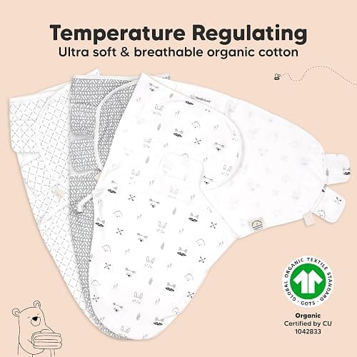 KeaBabies 3-Pack Organic Baby Swaddle Sleep Sacks - Swaddles for Newborns, Infant 0-3 Months, Baby Girls, Boys, Soft & Snug Newborn Sleep Sack, Nursery Swaddling Blankets (Nordic) thumbnail 4