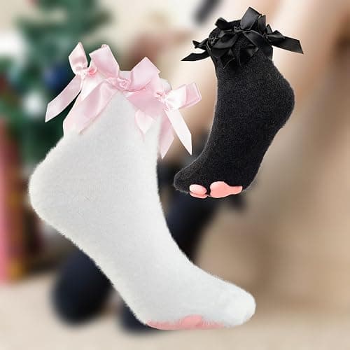SIROLISA Fuzzy Short Cat Paw Socks, Soft 3D Paw Pad Toe Beans Stockings for Women thumbnail 5