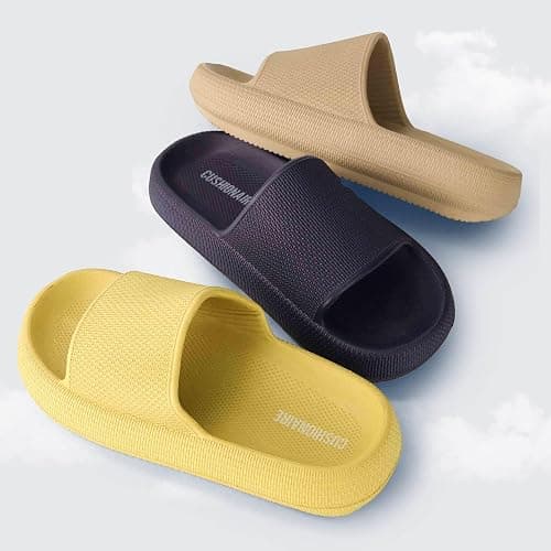 CUSHIONAIRE Feather EVA Slides, Mocha Brown, Size 7 thumbnail 6