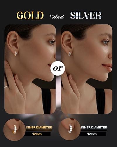Moissanite Hoop Earrings,2.0ct D Color 14K Gold Plated Brilliant Round Cut Earrings S925 Sterling Silver Huggie Earring for Women Men thumbnail 5