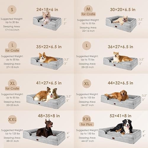EHEYCIGA Orthopedic Dog Beds for Extra Large Dogs 44x32Inch, Waterproof Memory Foam XL Pet Bed with Sides, Non-Slip and Egg-Crate Foam Big Dog Couch Bed with Washable Removable Cover, Grey thumbnail 2