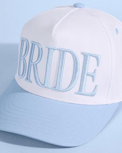 xo, Fetti White + Blue Bride Trucker Hat | Bachelorette Accessory, Bridal Headwear, Bach Party Decorations, Bridesmaid Gift, Wedding Cap thumbnail 4