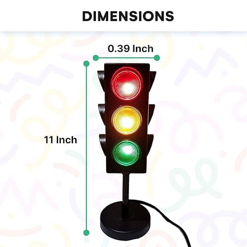 Kicko 11-Inch Traffic Light Lamp with Base - 4-Mode Color Changing Stop Lights for Kids’ Bedroom, Birthday Party Decoration or Playroom - Battery or USB Powered Mini Night Light - Boys Room Decor thumbnail 3