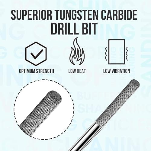 Makartt Cuticle Nail Drill Bit - Safety Tungsten Carbide Cuticle Remover Drill Bit Needle Bit Under Nail Cleaner Dead Skin Nail Prepare 3/32'' for Electric Nail File Nail Buffer Bit-3XF (Silver,Fine) thumbnail 3