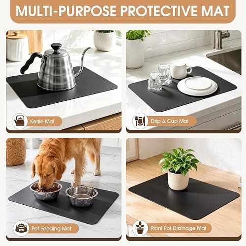 Coffee Mat Super Absorbent Dish Drying Mat Coffee Bar Mat 12"x 19", Black | Match with Coffee Machine Accessories Large Drying Mats for Kitchen Counter thumbnail 7