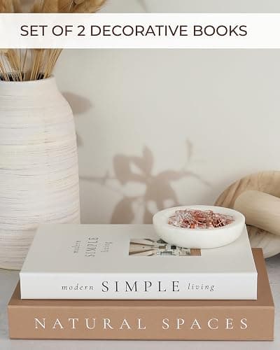 Beautiful Decorative Books - Set of 2 Boxes Enhance Your Coffee Table, Bookshelf or Mantel Shelf Decor - Aesthetic Fake/Faux Books for Modern Home Decoration, Photo Storage and as a Keepsake Box thumbnail 3