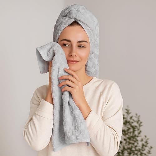 REDKISS 4 Pack Gray Microfiber Bath Towels - Extra Large Waffle Towels Set for Bathroom, Super Absorbent Towel Set of 4 Lagre, Quick Dry Bathroom Towel for Spa, Gym,Travel, Lint Free, Ultra Soft thumbnail 8