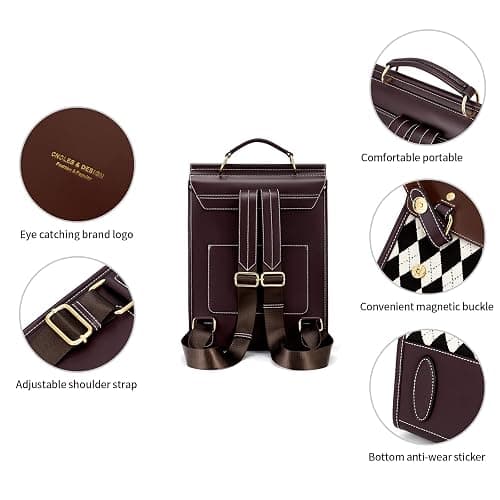 Cnoles Leather Backpack Purse For Women Fashion Ladies Vintage Bag Casual College Travel Backpacks Large bags Black thumbnail 6