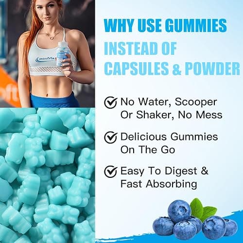 ElevateLife Creatine Monohydrate Gummies for Men & Women, Chewables Creatine Monohydrate for Muscle Strength, Muscle Builder, Energy Boost, Pre-Workout Supplement(90 Count)-Blueberry thumbnail 10