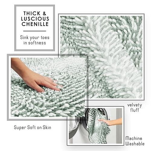 Clara Clark Bathroom Accessories Set - Bathroom Set, Bathroom Sets with Shower Curtain and Rugs, Shower Curtain Set with Trah Can - Ombre Sage Green - 22PC thumbnail 6