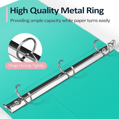 2 Pack BinderX Extra Durable 3 Ring Binder, 1 Inch Binder Round Rings, Fits 350 Sheets of 8.5x11 Paper, Customizable View Cover with Inside Pockets, Cute 1 Inch Binders 3 Ring, Pink & Purple thumbnail 5