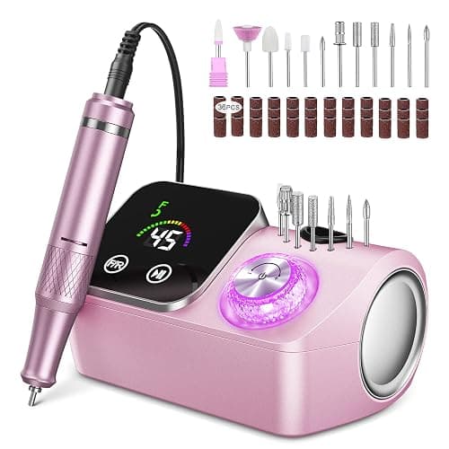 Urbuti Ponceuse pour Ongles Professionnelle 45000 RPM,12 en 1 Ponceuse Ongles Portable avec Écran LCD & Support,Lime a Ongle Electrique avec 36 bandes de ponçage,Kit Manucure Pédicure pour Salon - Image 1