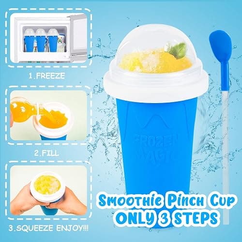 Slushie Maker Cup - TIK TOK Quick Frozen Magic Cup, Portable Double Layers Cool Slushee Maker For MilkShake,Juice,Ice Cream Make & More, Super Fun and Cool Stuff Gift For Kids,Friends & Family - Blue thumbnail 4