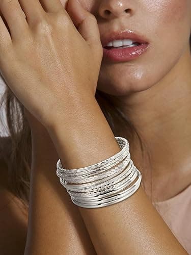 RINTOLER 16Pcs Gold Bangle Bracelets for Women - Multi Layer Stackable Textured Bracelets Boho Jewelrys Set. thumbnail 3