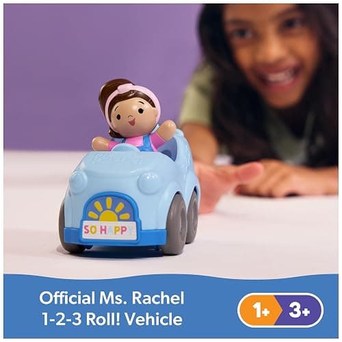 Ms. Rachel 1-2-3 Roll! Vehicle with Click-in Figure & Pull Back Action, Educational Toys & Toddler Toys for Girls & Boys Ages 1-3Y+ thumbnail 2
