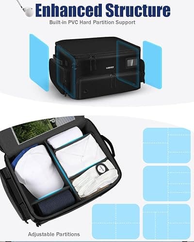 LOINTET Golf Trunk Organizer, Waterproof Car Golf Locker with Separate Ventilated Compartment for 2 Pair Shoes, Golf Storage for Balls, Tees, Cap, Clothes, Gloves, Accessories, Gifts for Men, Women thumbnail 4
