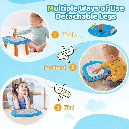 Kikidex Magnetic Drawing Board, Toddler Girl Toys for 1-2 Year Old, Doodle Board Pad Learning and Educational Toys for 1 2 3 Year Old Baby Kids Birthday Gift(Light Blue) thumbnail 5