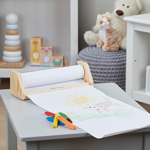Melissa & Doug Wooden Tabletop Paper Roll Dispenser with 12” x 75-Foot White Bond Paper & Roller, Art Supplies for Drawing, Painting, Crafting & Origami, Arts & Crafts Supplies for Kids Ages 3+ thumbnail 9