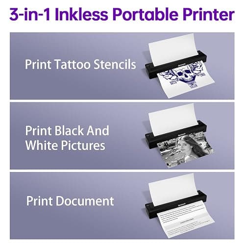 Renicoxio Tattoo Stencil Printer for Tattoo Beginners&Artists, Wireless Thermal Transfer Machine with 10 Thermal Papers, Support Android, iOS, Windows, MacOS, Work with Mobile and PC thumbnail 7