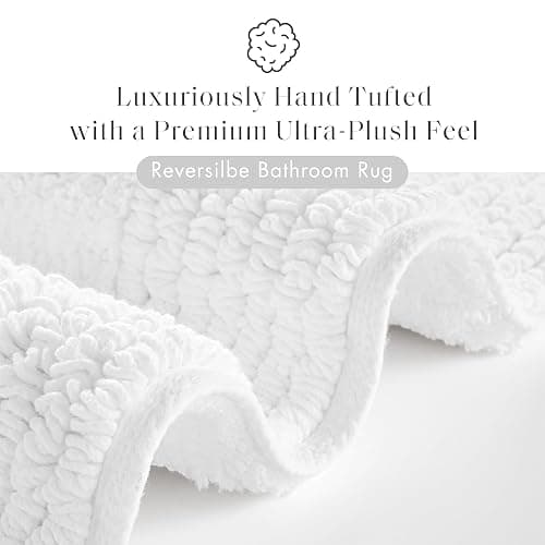 Madison Park Splendor Reversible 100% Cotton Tufted Bathroom Rug-3000 GSM Hotel Quality Luxurious Plush Medium Pile Bath Mat Absorbent, Quick Dry, Shower Room Décor, 21x34, White thumbnail 2
