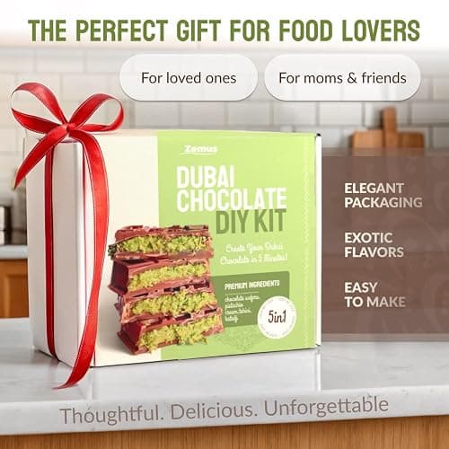 Viral Dubai Chocolate Bar Kit – Makes 14.10 oz of Bars, Chocolate Mold, Shredded Kataifi, Pistachio Cream – DIY Gift Box Dubai Kit – Great Gift for Father’s Day thumbnail 7